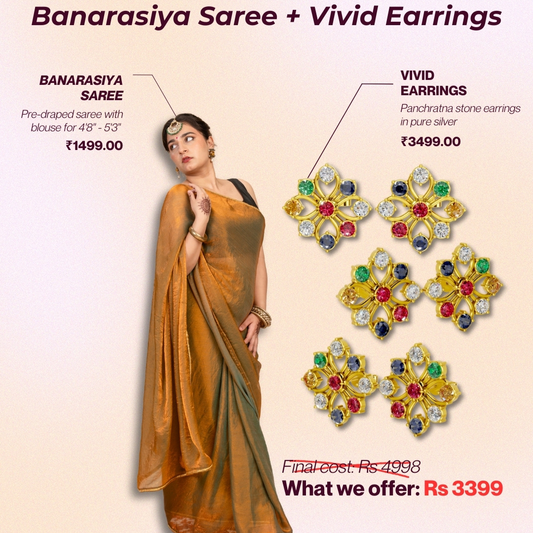 Banarasiya Saree and Vivid Earrings Set