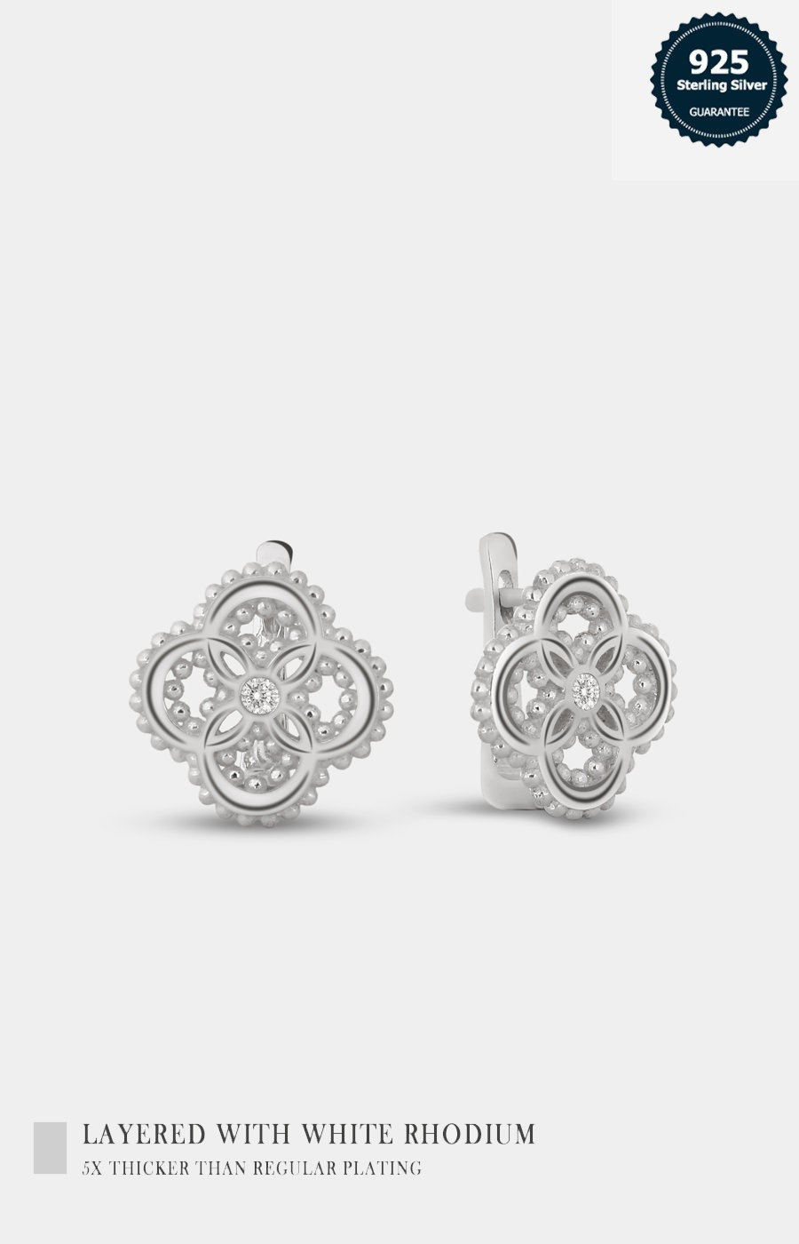 White Rhodium Plated Sterling Silver
