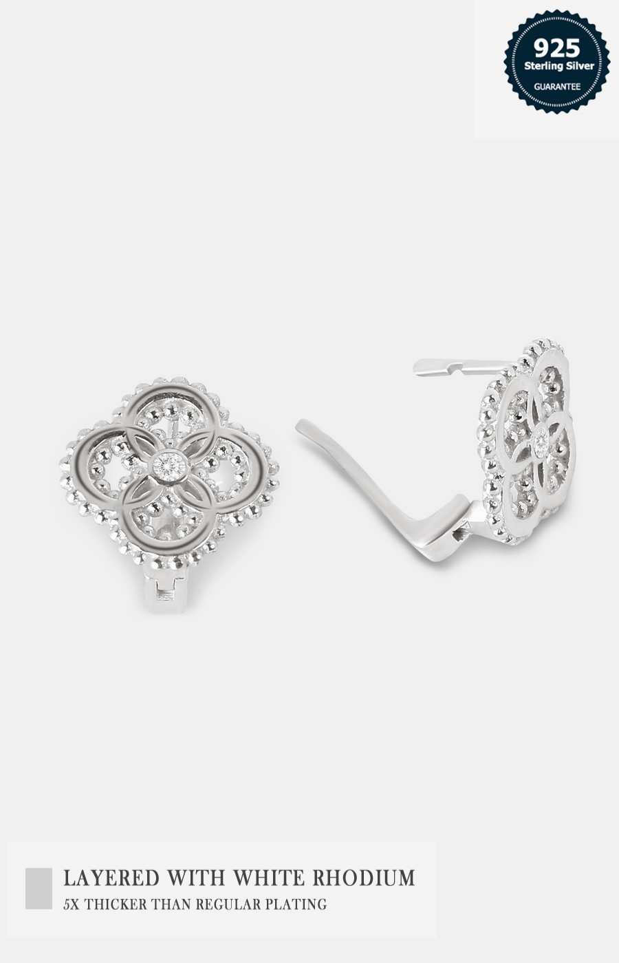 White Rhodium Plated Sterling Silver